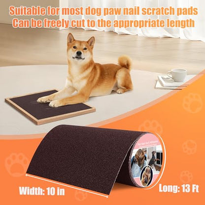 Pet Nail Self Adhesive Replacement Emery Paper Fits Most Dog Scratch Pad Cat Litter Box DIY on the Places Where Pets Like to Scratch Alternatives to Cat and Dog Nail Clippers (10in*13ft, Brown) - color: Brown, size: 10in*13ft