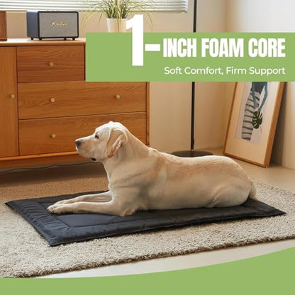 Chew Proof Indestructible Dog Bed, Durable Dog Crate Pad for Aggressive Chewers, Chew Resistant Fabric with Soft 1” 30D Foam Support, Tough Kennel Pad (Black, X-Small (17"x23")) - size: X-Small (17"x23")