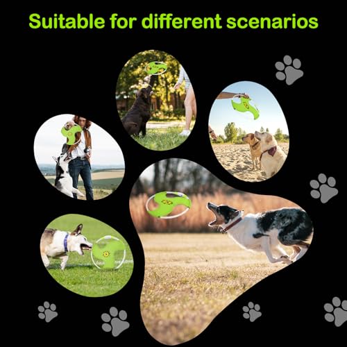 Dog Flying Disc Flyer Dog Toys, Glow in The Dark Nylon Dog Toy with 3 Light Models, Floating Dog Ring Toys for Physical Exercise, Pet Training Throwing Playing - color: Green-2