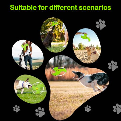 Dog Flying Disc Flyer Dog Toys, Glow in The Dark Nylon Dog Toy with 3 Light Models, Floating Dog Ring Toys for Physical Exercise, Pet Training Throwing Playing - color: Green-2