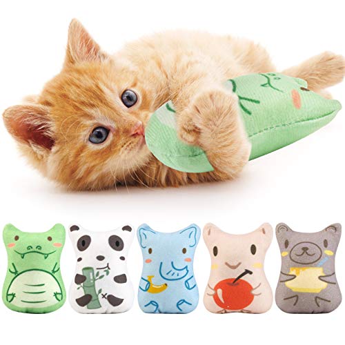Catnip Toys for Indoor Cats - 5PCS Plush Cat Chew Toys Teething Interactive Catnip Filled Kitten Toy Soft Pet Toy