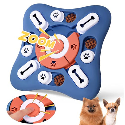 PAWSPIK Interactive Dog Puzzle Toy – Treat Dispensing Slow Feeder for Dogs, Mental Enrichment Toy with Squeaker & 16 Compartments – Durable, Non-Slip, Dishwasher Safe – Light Blue (Orange and Blue) - color: Orange and Blue