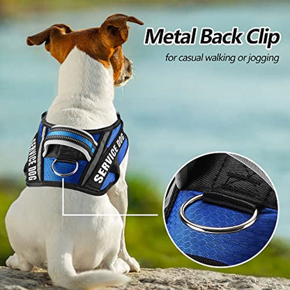Dog Vest Harness and Patches Set, Animire in Training Service Dog Harness with 10 Dog Patches, Reflective Dog Vest with Handle for Small, Medium, Large, and Extra-Large Dogs - color: Blue, size: LARGE (Chest:26.5-36 Inch)