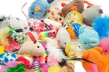 Fashion's Talk Mouse Cat Toys Mixed Bag 27 Assorted Mice Toy for Cats Kitten Catnip,Feather,Furry,Rattle,Plush,Interactive Kitty Toys - size: Assorted mice pack