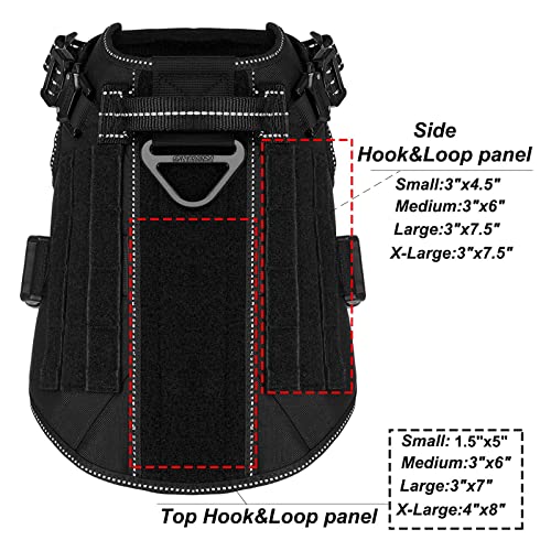ICEFANG Tactical Dog Harness, Medium Size,2X Metal Buckle,Working Dog MOLLE Vest with Handle,No Pulling Front Leash Clip,Hook and Loop Panel (Black,M (Pack of 1)) - color: Black, size: Medium (Pack of 1)