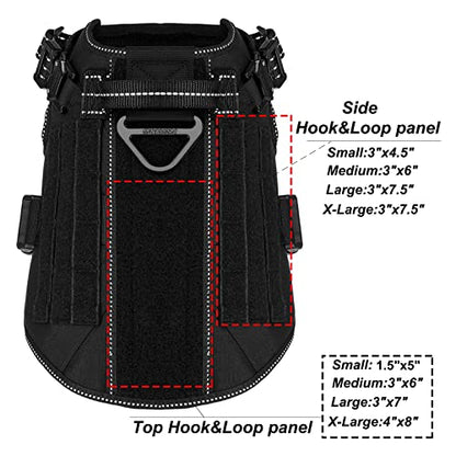 ICEFANG Tactical Dog Harness, Medium Size,2X Metal Buckle,Working Dog MOLLE Vest with Handle,No Pulling Front Leash Clip,Hook and Loop Panel (Black,M (Pack of 1)) - color: Black, size: Medium (Pack of 1)