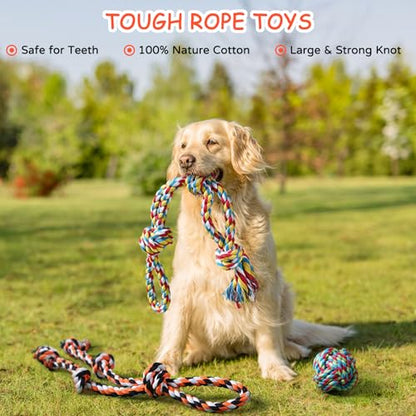 Aitmexcn Dog Rope Toys for Large and Medium Aggressive Chewers, 8 Pack Heavy Duty Dog Rope Toy for Large, Dental Cleaning Chew Toys, Tug Toy for Boredom, 100% Cotton Indestructible Pet Toy - style: 8PCS XXL Rope Toys