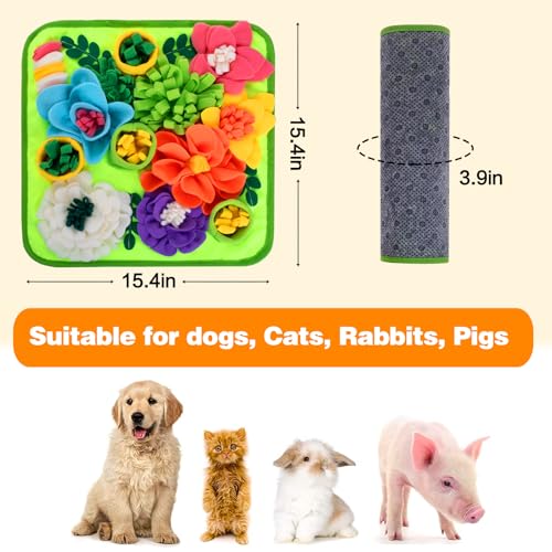 Snuffle Mat for Dogs, Sniff Mat Slow Feeding Mat for Small Pets Cats, Rabbits - Help Stress Relief and Training - Stimulate Your Pet's Foraging Skills! (Bright Green) - color: Bright Green