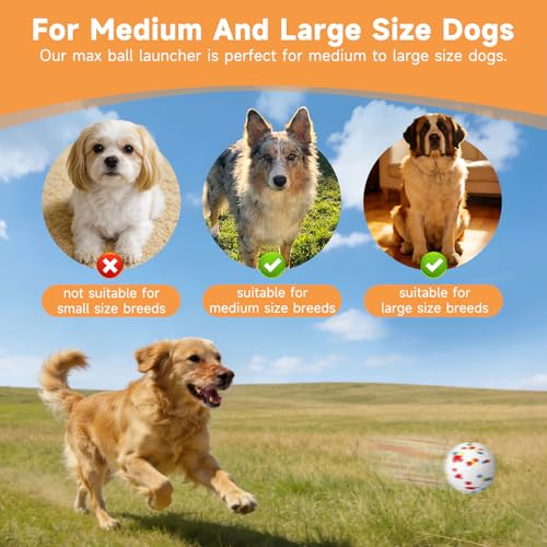 Automatic Dog Ball Launcher with 6pcs 2.5Inch ETPU Balls, White, Adjustable Distance 20-45ft, USB Rechargeable, Interactive Pet Toy-Blue (Grey-XL) - color: Grey-XL