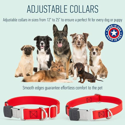 Biothane Waterproof Durable Dog Collar with Herm Sprenger - Quick Release ClicLock Buckle - Fits Medium and Large Dogs - Made in USA (Cherry Red, W 1" x L 15"-25") - color: Cherry Red, size: W 1" x L 15"-25"
