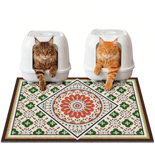 Jumbo Cat Litter Mat Catcher 35"x24" | Ultra-Absorbent Litter Box Rug with PVC Mesh | Non-Slip Cat Rug for litter box, Washable Kitty Litter Mat For Indoor,Garden - color: Dark Green, size: 35“ x 24”