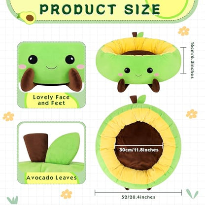 Avocado Heated Cat Bed - Cute Round Dog Bed for Winter, Warming Pet Bed for Indoor Cats & Small Dogs, Washable Calming Nest with Heating Pad & Timer, Green Pet Heating Pad for Cats and Dogs