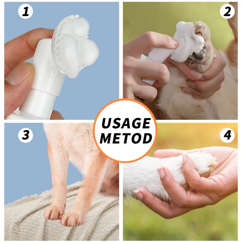 2-in-1 Pet Paw Cleaning Kit: No-Rinse Foam Cleaner & Pet Wipe Gloves, Foam Paw Scrubber for Dogs and Cats - Suitable for Small, Medium, Large Breeds, Puppies & Kittens with Dirty Paws - size: 2in1 kit
