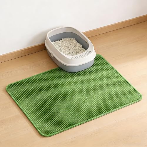 Foldable Pet Litter Mat with Textured Top Keeps Litter Contained and is Kind on Nails Control Pad - color: Green