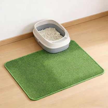 Foldable Pet Litter Mat with Textured Top Keeps Litter Contained and is Kind on Nails Control Pad - color: Green