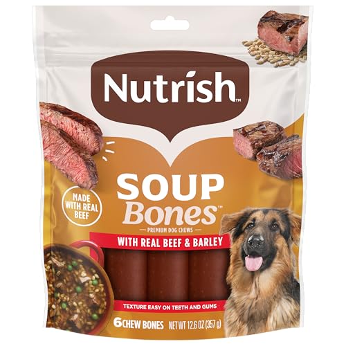 Nutrish Soup Bones Premium Dog Chews with Real Beef and Barley, 6 Chews (Rachael Ray) - size: 12.6 Ounce (Pack of 1)