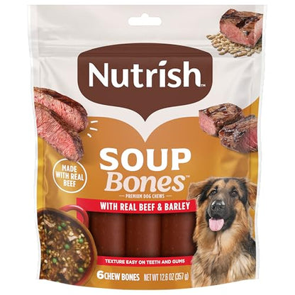 Nutrish Soup Bones Premium Dog Chews with Real Beef and Barley, 6 Chews (Rachael Ray) - size: 12.6 Ounce (Pack of 1)
