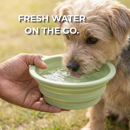 Collapsible Dog Bowls 2 Pack (650ml Each) – Foldable Silicone Travel Bowl Set with Slow Feeder, Water Bowl & Carabiner Clip for Hiking Camping | Dishwasher Safe | for Medium to Large Dogs