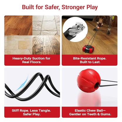 Upgraded Super Strong Suction Cup Dog Toy for Aggressive Chewers, 2.68" Bite Resistant Interactive Tug of War Toy, Durable Rope Chew Ball for Medium Large Dogs, Anxiety Relief