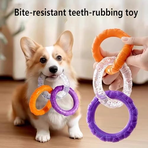 RXT 3-Ring Tug Dog Toy for Aggressive Chewers, Sturdy & Water Resistant Dog Chew Toy for Pets Training Teething, Interactive Fetch Toy for Puppy Small Medium Large Breeds
