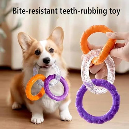 RXT 3-Ring Tug Dog Toy for Aggressive Chewers, Sturdy & Water Resistant Dog Chew Toy for Pets Training Teething, Interactive Fetch Toy for Puppy Small Medium Large Breeds