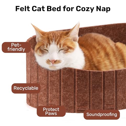FUKUMARU Cat Scratcher, 24 Inch Sofa Shape Cat Scratching Bed, Reversible Detachable Cats Scratching Board, Round Cats Scratch Pads Refill Indoor, Caramel - color: Caramel