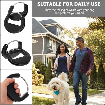 2 Pack Heavy Duty Dog Leash Handle with Rubber Grips Duty Dog Chains Handle Lead Grab Tab for Dogs Tie Out Cable Stainless Steel Tie-Out Chain Large Dogs Training Collar Runner Leash Lead
