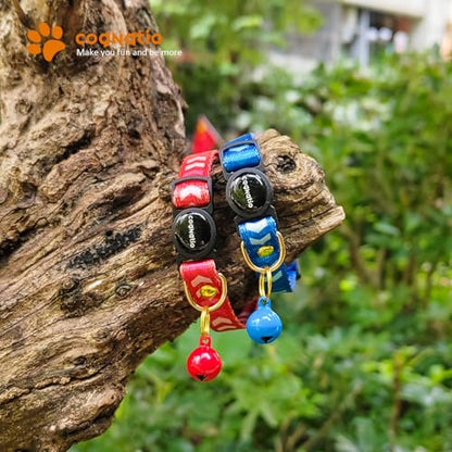 2 Pack Breakaway cat Collars with Bell,Safety Quick Release Pendant Cute Kitten Collar,Adjustable 20-30cm (Red+Navy, 20-30cm) - color: Red+Navy