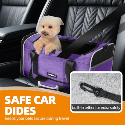 Top Open Medium Pet Carrier Roll Up Flap for Anxious Cat, Soft-Sided Small Pet Travel Crate Vet Friendly, Little Animal Yorkie Kennel Bag Suitcase Luggage Sleeve, 18x11x11 Inch Purple - color: Purple