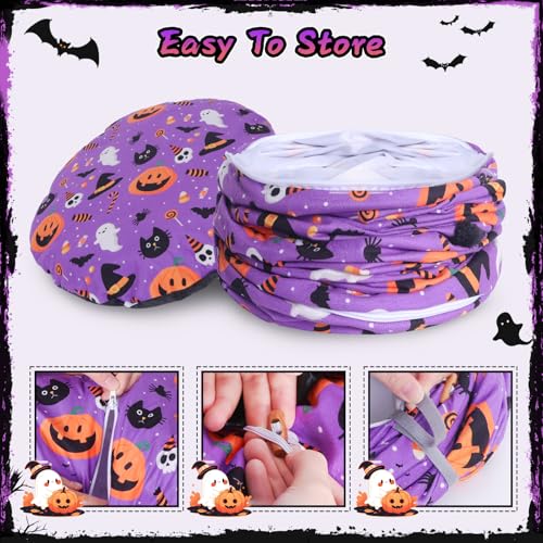 Tidjani Cat Tunnel Bed, Cat Tunnels for Indoor Cats, Foldable Pet Donut Bed with Washable Mat and Dangling Balls, Pumpkins Spider Candy Pattern, Purple Pet Tube Toys Gifts for Kitten, Puppy, Rabbit - style: Purple Pumpkin