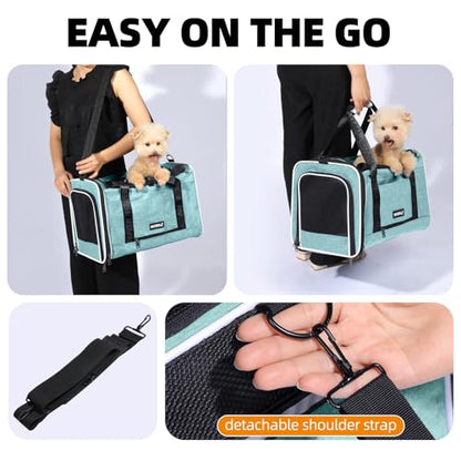 Top Loading Medium Pet Carrier with Privacy Window for Anxiety Cat, Soft-Sided Small Kitten Travel Crate Vet Friendly, Little Dog Bunny Kennel Carry Bag Suitcase, 18x11x11 Teal - color: Teal