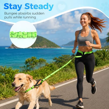 Hands Free Large Dog Leash, 6-8 FT Bungee Leash with Waist Belt for Dog Up to 150 lbs, Running Walking Jogging - color: 1 Dog – Sunset Red