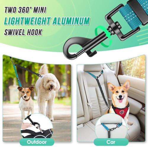 3-in-1 Double Dog Leash for Two Dogs, Adjustable Dual Leash with 360° Swivel & Bungee Shock Absorption, No-Tangle Reflective Coupler,for Walking, Running, Training (Black+Rose Red) - color: Black+Rose Red