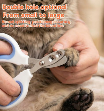 2 Pcs Cat Nail Clipper, Cat Claw Clippers with Guard for Cats Bearded Dragon Animal Claws Trimmer Ideal for Bearded Dragon Cats Rabbit, Non-slip Handle & Stainless Steel Blades, Safe & Easy to Use