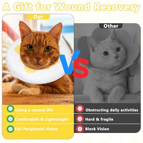 Cat Cone Collar Soft, Adjustable Cat Recovery Cone to Stop Licking, Cute Kitten Donut Collar After Surgery, Elizabethan Collars for Kittens, Lightweight Cats Neck Cones (Egg, Large) - color: Egg, size: Large