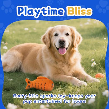 lilfrd Squeaky Dog Toys for Small Dogs & Puppy – 3 Pack Fish Crinkle Squeak Pet Toys for Interactive Play, Boredom Relief & Teeth Cleaning - style: Fish