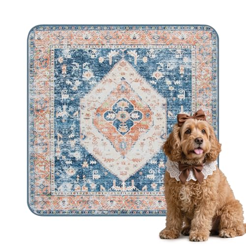 Lahome Extra-Large Washable Dog Pee Pads (72"x72") - Super Absorbent & Waterproof - Leakproof Reusable Mat for Playpens, Beds & Whelping, Convenient Cleanup,Beige Blue - color: Beige Blue, size: 6FT x 6FT (Pack of 1)