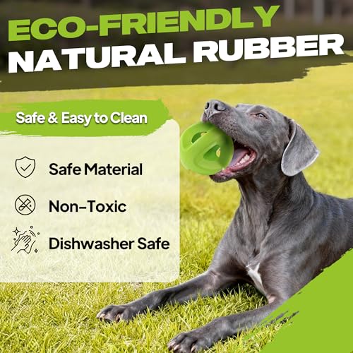Fida Natural Rubber Dog Balls for Aggressive Chewers, Durable Dog Chew Toys for Large Dogs, Interactive Fetch & Tug of War Toys for Medium Large Breed Non-Toxic Dish Washable,4.5 * 4.5" - color: Meadow Green