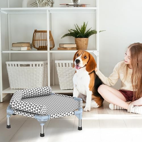 Orthopedic Dog Bed for Small Dogs - Removable Bolsters & cleanable Cover,Elevated Outdoor Dog Bed,Raised Dogs Bed,Easy to Assemble,Up to 75 lbs,Small - size: 6 sided Bolster Small