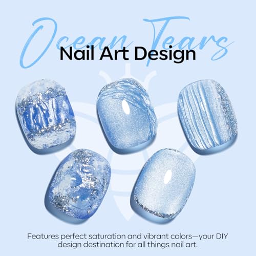 modelones Cat Eye Gel Nail Polish Set, 6 Colors Light Baby Blue Green 9D Cat Eye Glitter Gel Polish with Magnetic Stick Soak Off LED Manicure DIY Salon Gift Starter Kit - color: A A A2 Blue Green Cat Eye