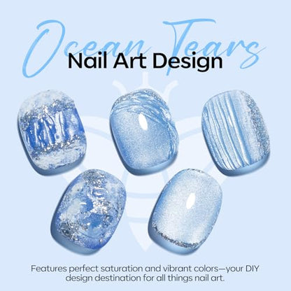 modelones Cat Eye Gel Nail Polish Set, 6 Colors Light Baby Blue Green 9D Cat Eye Glitter Gel Polish with Magnetic Stick Soak Off LED Manicure DIY Salon Gift Starter Kit - color: A A A2 Blue Green Cat Eye