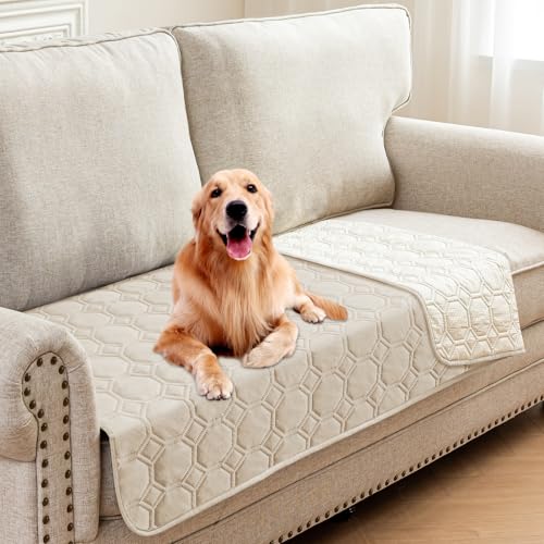 ZNSAYOTX Ultimate Cozy Blankets (30"x53") 100% Waterproof Sofa Mat Blanket for Dog Pets, Bed Couch Protector with Non-Slip Back Washable Durable, Pee Scratch Proof Easy to Clean (Beige) - color: Beige, size: 30x53 Inch