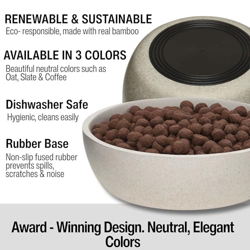 Loving Pets - Dolce Bamboo - Eco-Friendly Pet Bowls & Dishes for Dog, Cats, Puppy Food and Water Bowl -Sustainable and Dishwasher Safe, Made with Real Bamboo (Small, Oat-Beige) - color: Oat Beige, size: Small Bowl