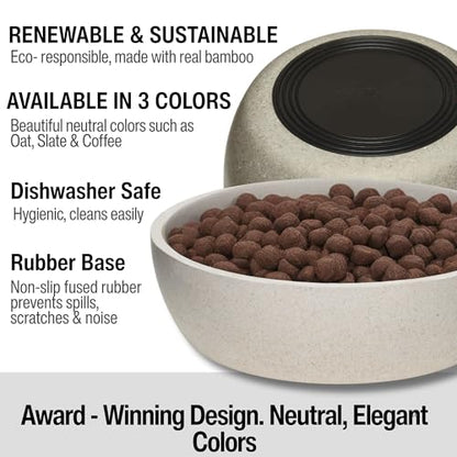 Loving Pets - Dolce Bamboo - Eco-Friendly Pet Bowls & Dishes for Dog, Cats, Puppy Food and Water Bowl -Sustainable and Dishwasher Safe, Made with Real Bamboo (Medium, Oat-Beige) - color: Oat Beige, size: Medium Bowl