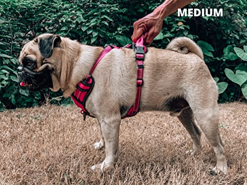 Tuff Pupper No Pull Easy Walk Dog Harness | Heavy Duty Pet Vest | Front & Back Leash Clips | Strong Safety Handle | Reflective Anti Pull Vest | Comfortable Padded Escape Proof Harness (Medium, Pink) - color: Hot Pink, size: Medium (Neck: 15-23" , Chest: 1