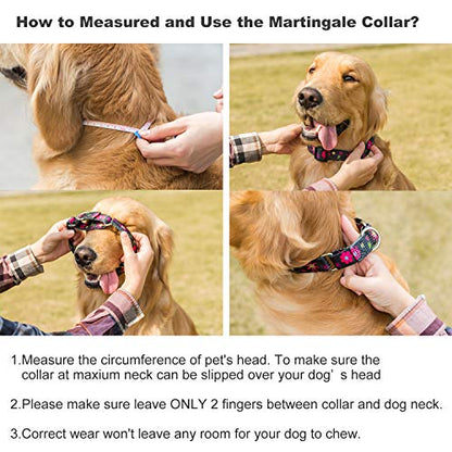 Martingale Collar Dog Collar No Pull Pet Collar Heavy Duty Dog Martingale Collars Silky Soft with Unique Pattern for Small Dog (Small Medium, Black and Sun Flower) - color: Sun Flower - Black, size: Small/Medium: 11"-15.5", 1" Wide