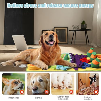 Snuffle Mat for Dogs Large Breed - 32'' X 20'' Washable Durable Sniff Mat for Slow Feeding Training, Enrichment Puzzle Toy for Mental Stimulation & Stress Relief - color: Blue-Yellow