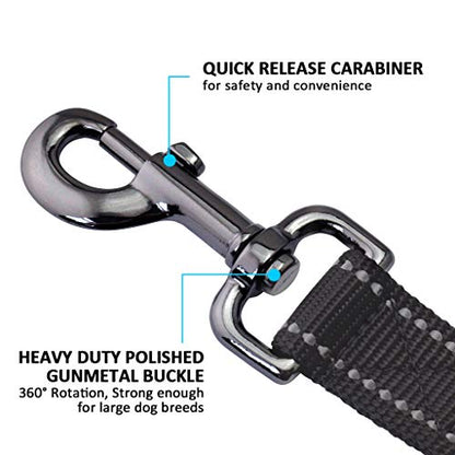Powboro Double Handle Dog Leash, Heavy Duty Leash, Traffic Padded Handle, Reflective Stitching,6ft Long Dog Lead for Control All Dog Safety Training Walking Hiking (Black) - color: Black