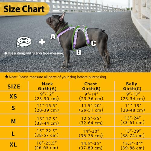 Huntboo Escape Proof Dog Harness,No Pull Reflective Harness with Lift Handle,Adjustable Pet Vest with Front and Back Leash Clips for Small Medium Large Dogs Walking Hiking Training(Lavender Purple,XL) - color: Lavender Purple, size: X-Large(Pack of 1)