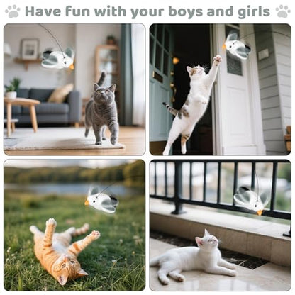 Cat Toys Flapping Birds with Catnip Bags, Chirping Interactive Kitten Toy Indoor, Lifelike Birdie Tweets, Rechargeable Enrichment Moving Wings Cat Exercise Toys Kicker for All Breeds Cat Dog(Oriole) - color: A4